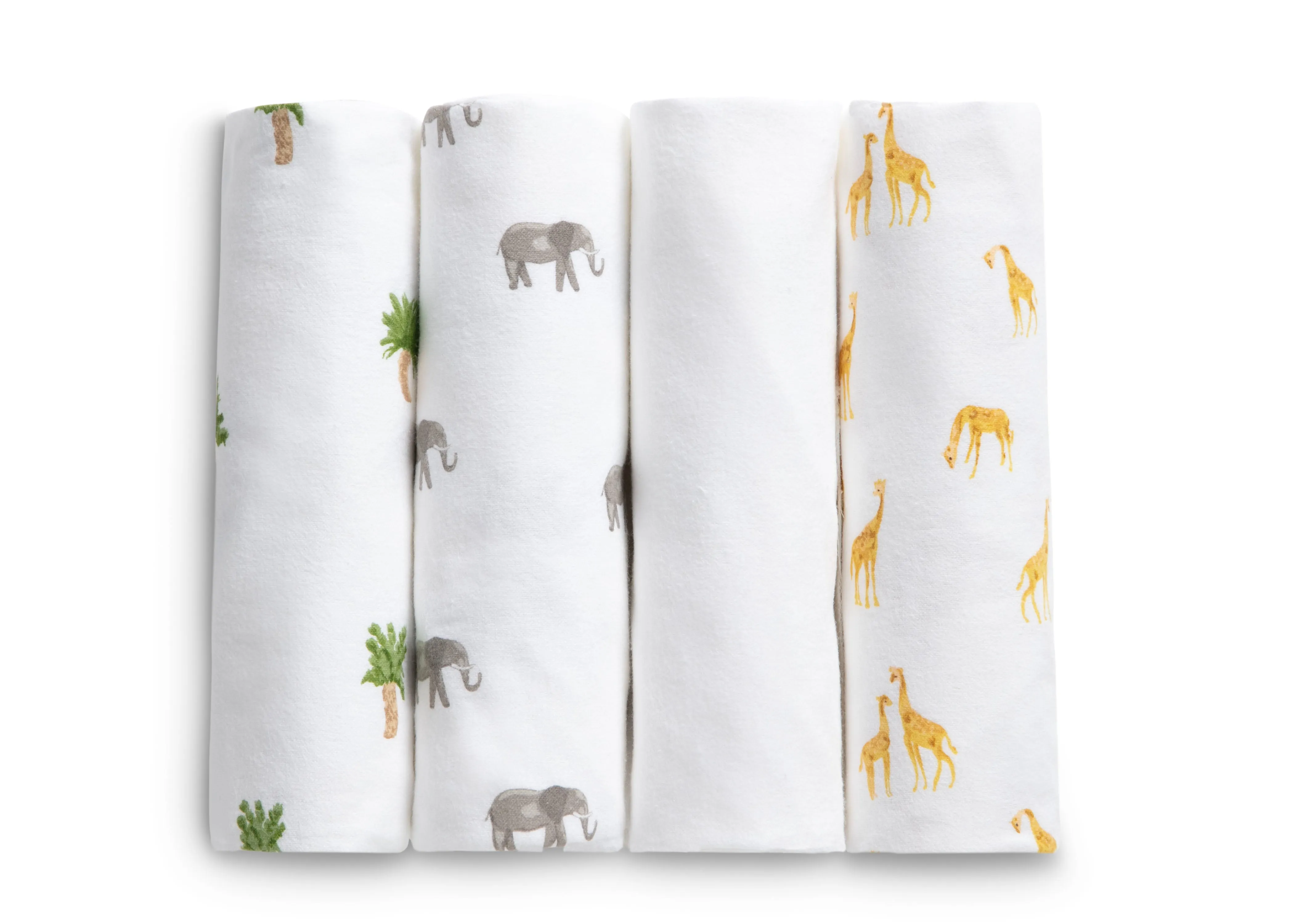 100% Cotton Flannel Baby Receiving Blankets - 4 Pack