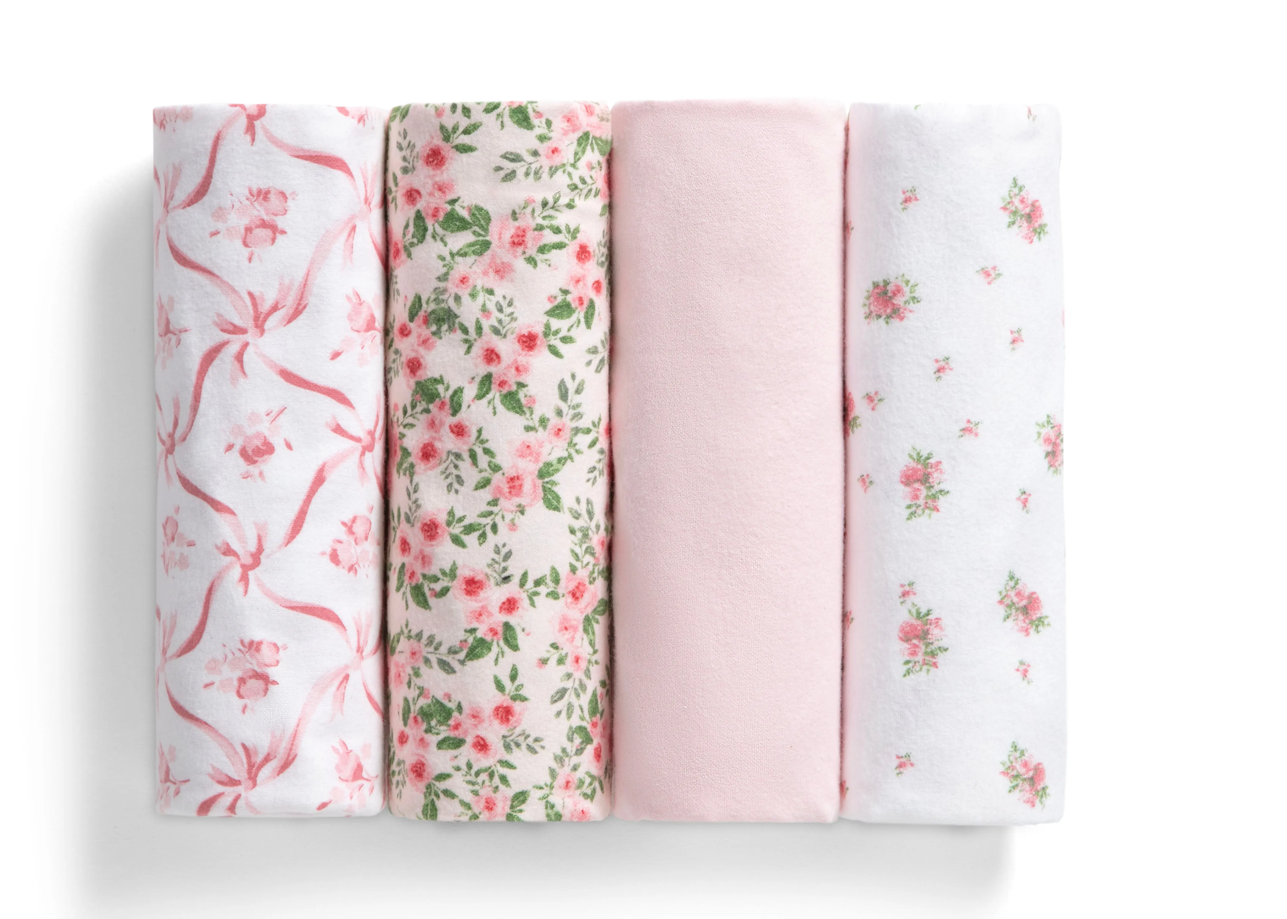 100% Cotton Flannel Baby Receiving Blankets - 4 Pack