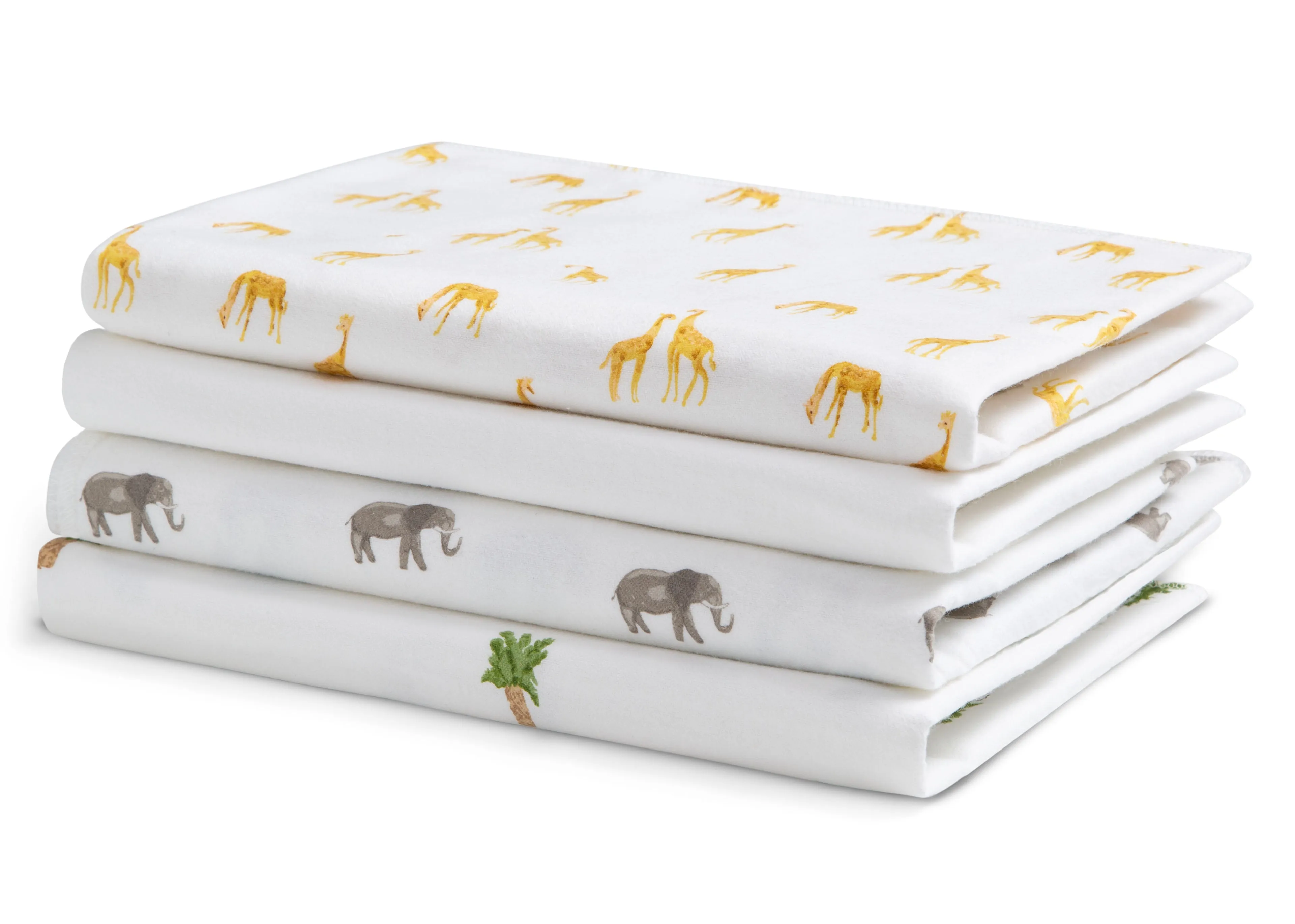 100% Cotton Flannel Baby Receiving Blankets - 4 Pack