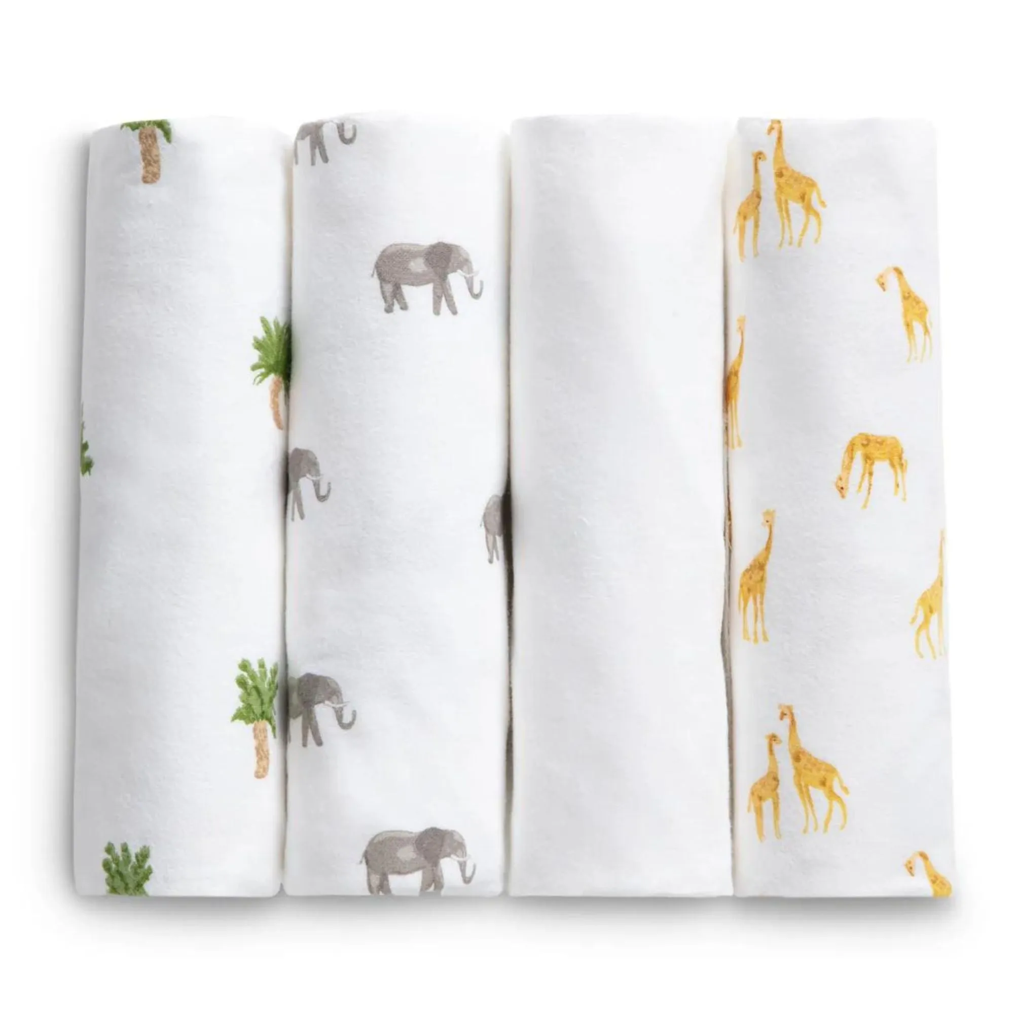 100% Cotton Flannel Baby Receiving Blankets - 4 Pack