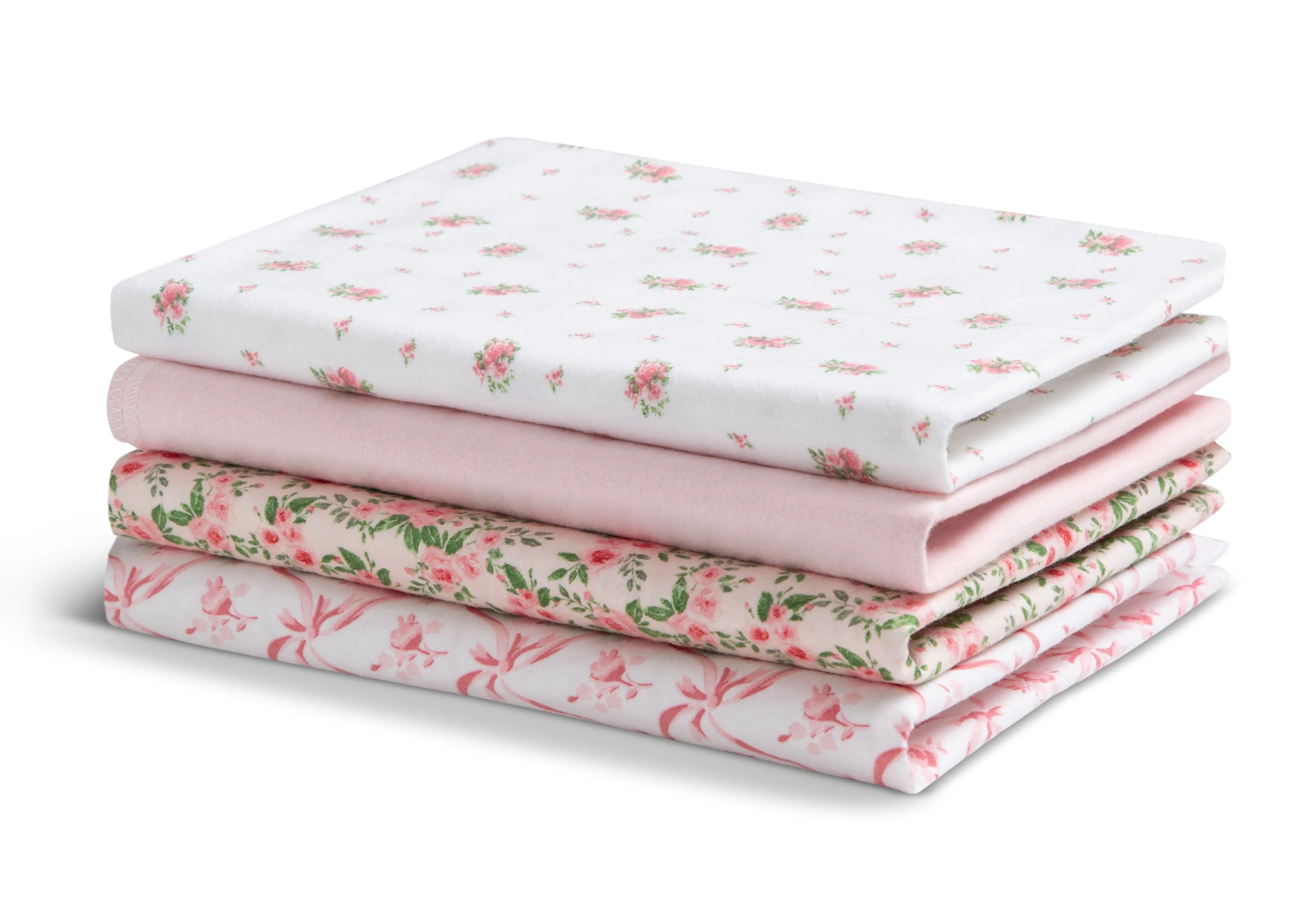 100% Cotton Flannel Baby Receiving Blankets - 4 Pack