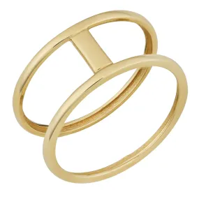 10k Yellow Gold High Polish Bar Double Ring