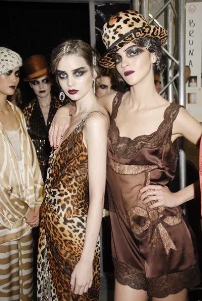 2008 Christian Dior by Galliano Leopard Print Silk Beaded Fringe Dress