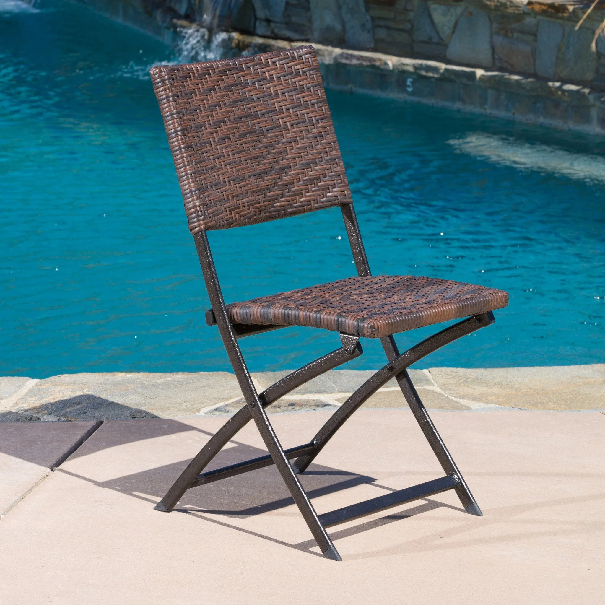 3pc Outdoor Wicker Folding Bistro Set - NH366922