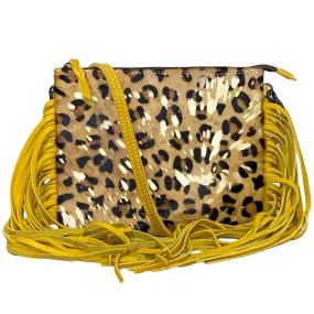 American Darling Leopard and Mustard Fringe Crossbody ADBG109F