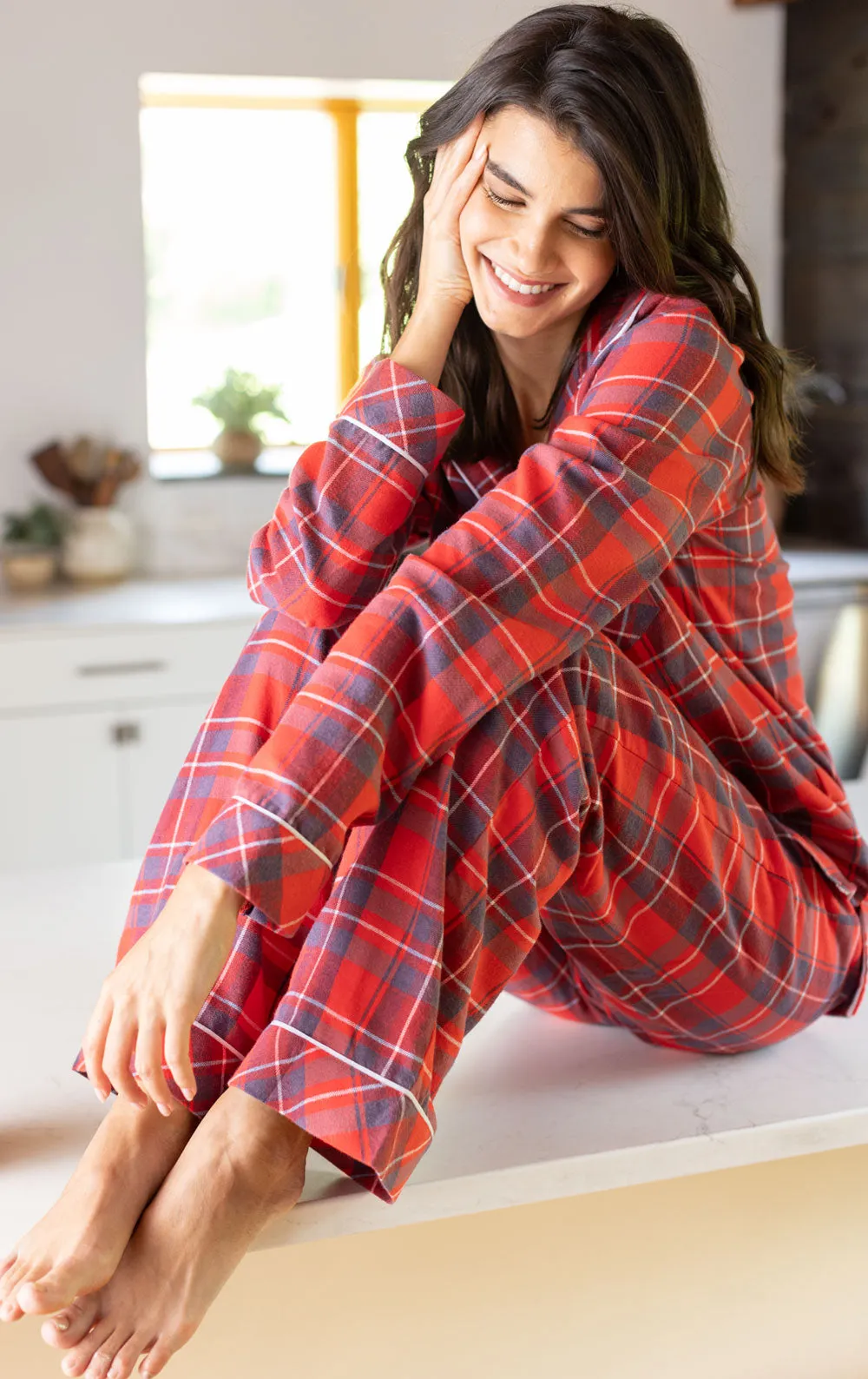 Americana Plaid Button-Front Pajamas