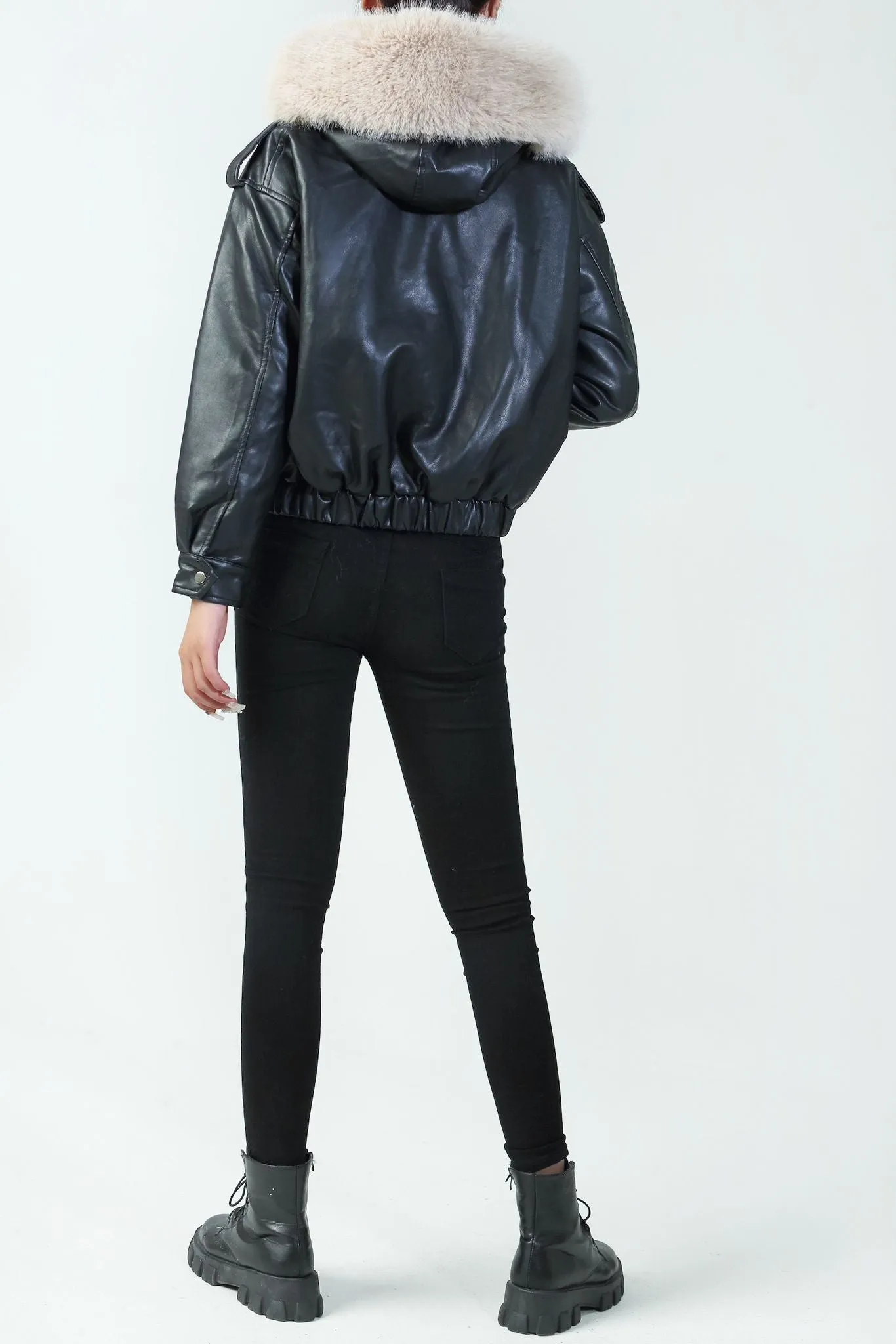 Andrea Black Leather Look Jacket