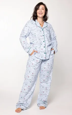 Apres Ski Button-Front Flannel Pajamas- Pet and Owner