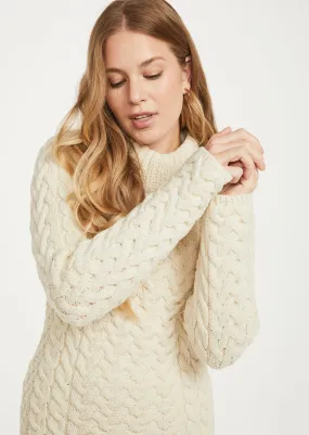 Aran Crew Neck Sweater | Natural