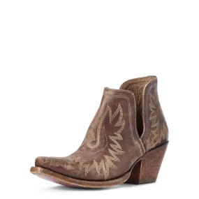 Ariat Ladies Dixon Brown Snip Toe Western Bootie Distressed Brown 10031487