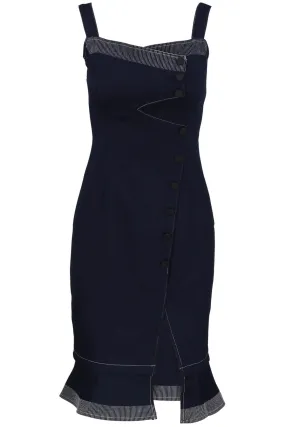 Asymmetrical Splice Midi Dress