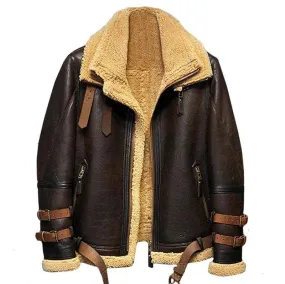 B3 Flight Sheepskin Aviator Fur Leather Jacket