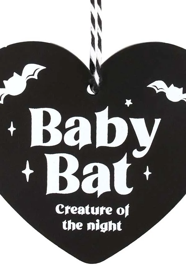 Baby Bat Hanging Heart | SIGN