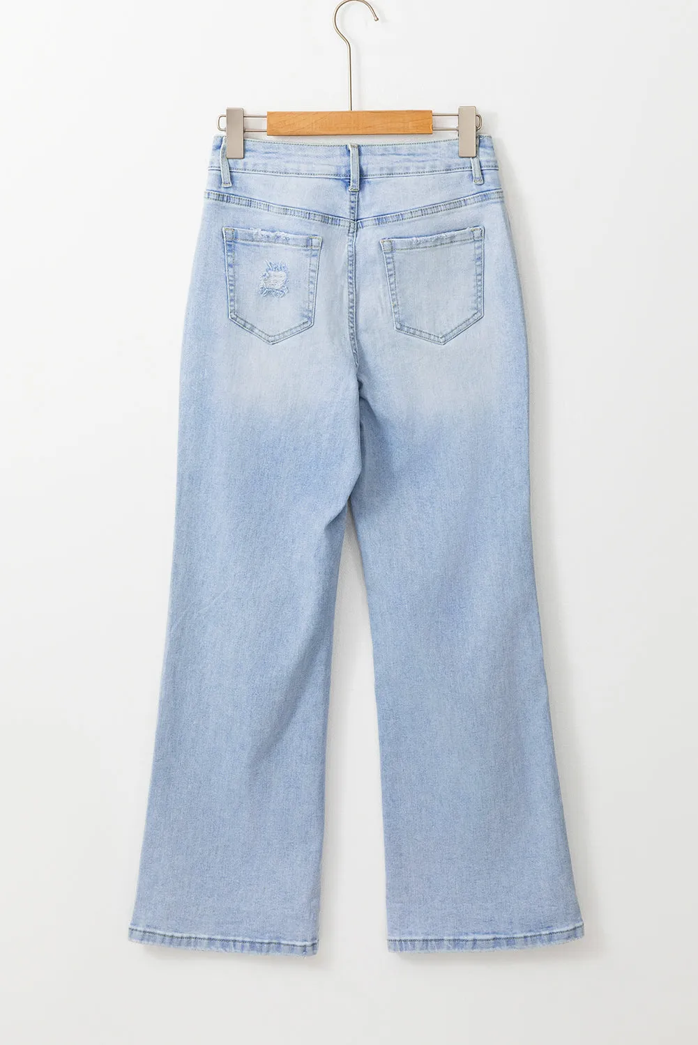 Beau Blue Vintage Light Wash Distressed Flare Jeans