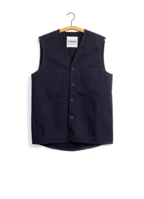 BERNT | Wool Lined Work Vest | Black Indigo