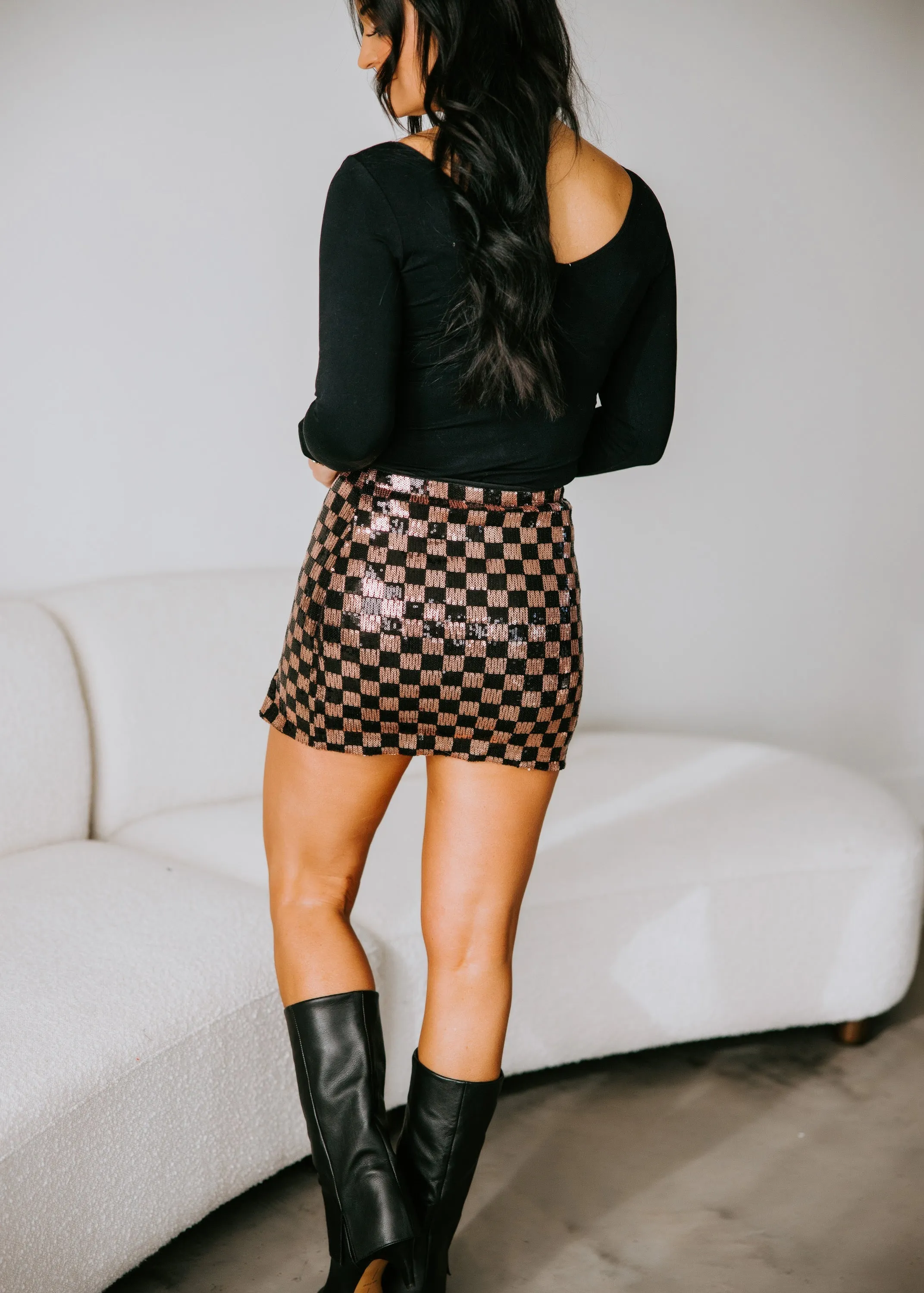 Bex Checkered Sequin Skirt