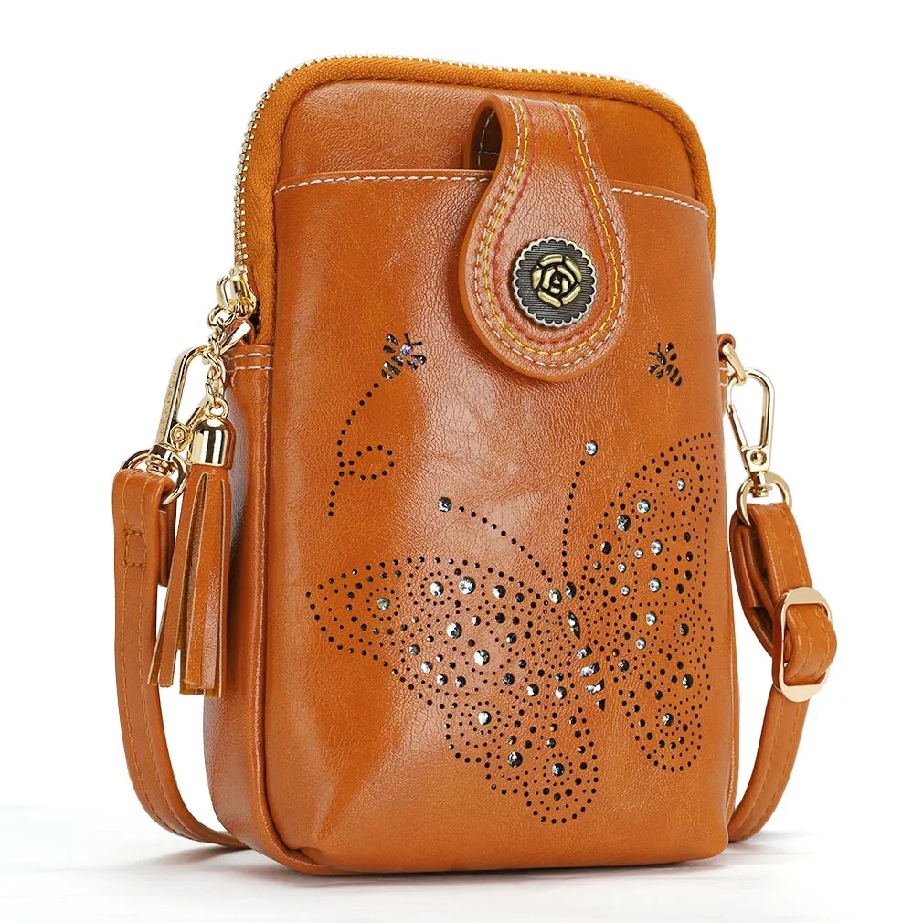 Brown CrossBody Bag-Butterfly