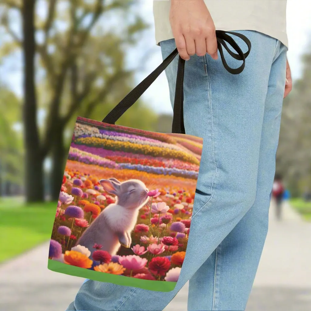 Bunny in Flower Field Tote Bag