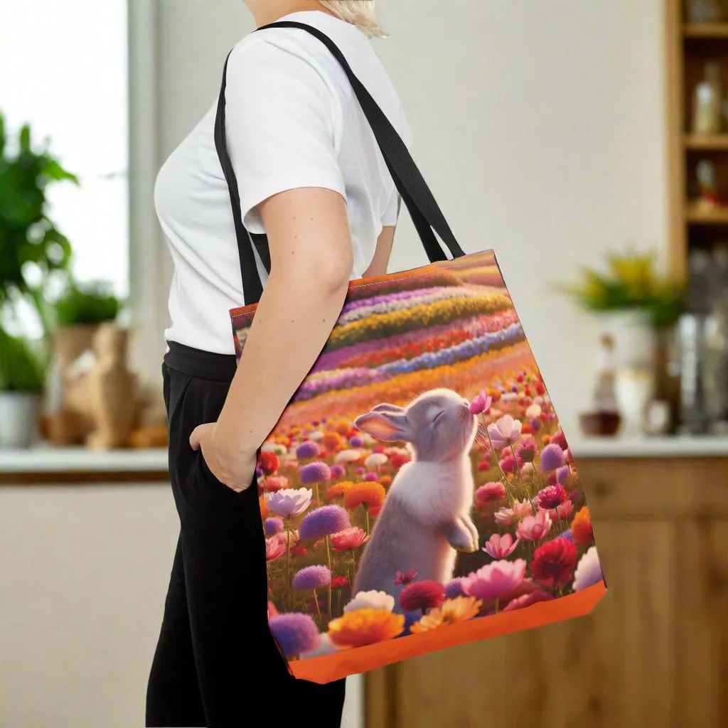 Bunny in Flower Field Tote Bag