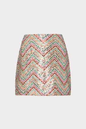 Chevron Sequins Mini Skirt