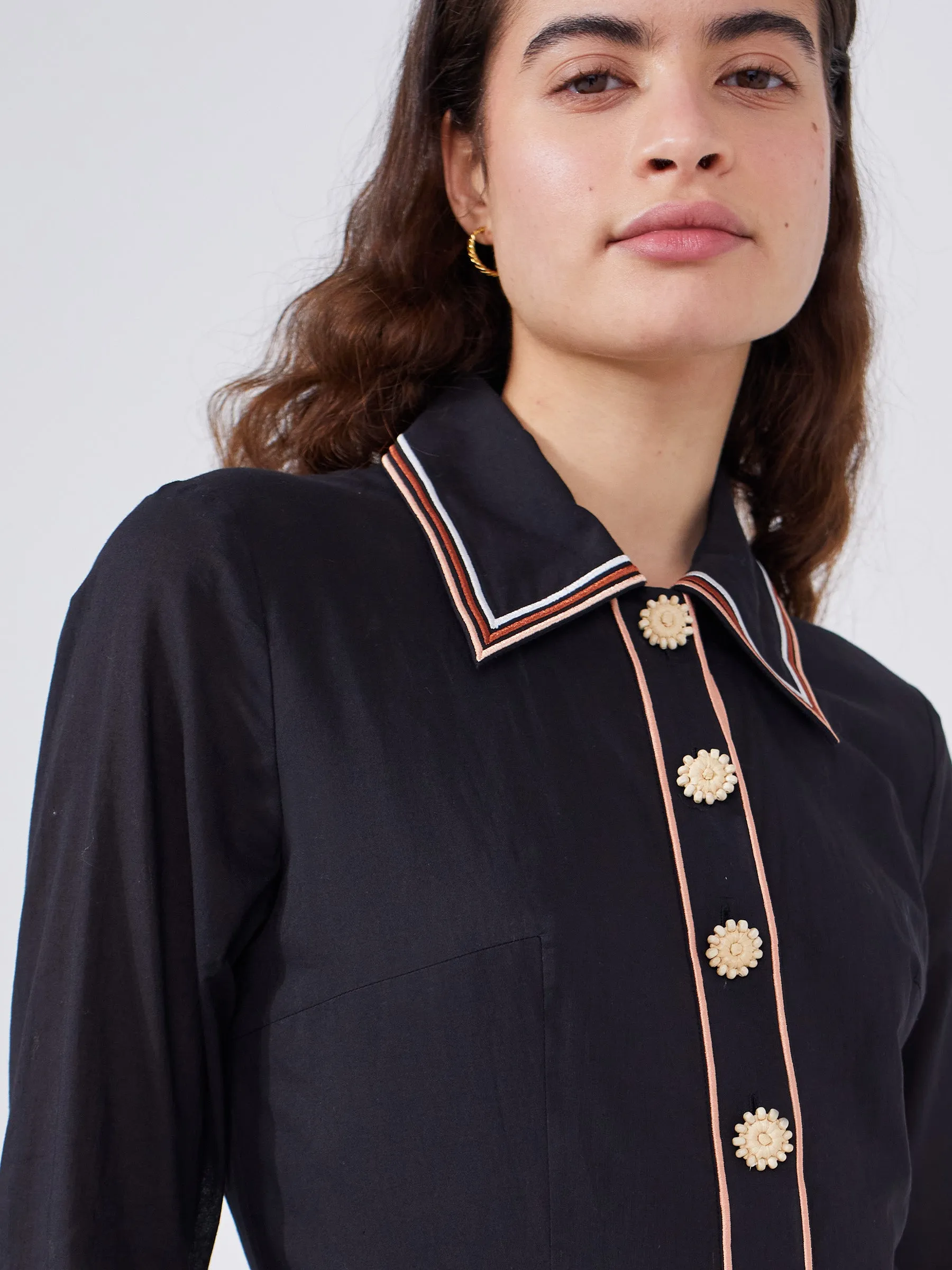 Esmeralda Embroidered Cotton Shirt Dress