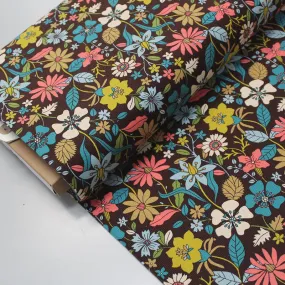 Floral Dressmaking Corduroy - Brown - Balcony Garden