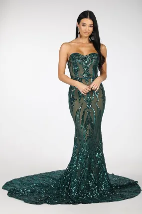 Gianna Gown - Emerald/Nude