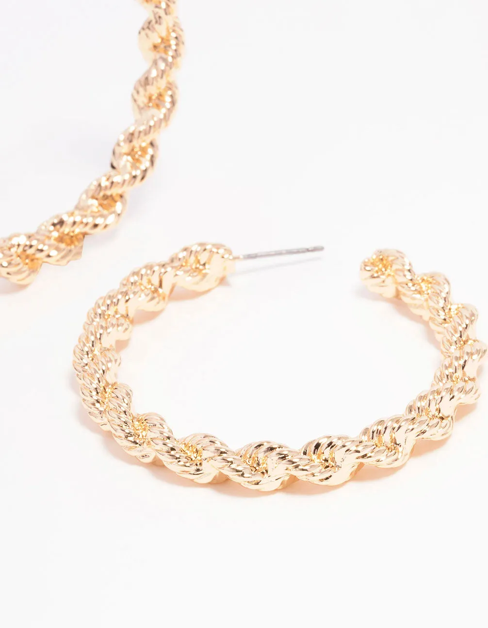 Gold Rope Twisted Hoop Earrings