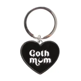 Goth Mum Mom Black Heart Keyring