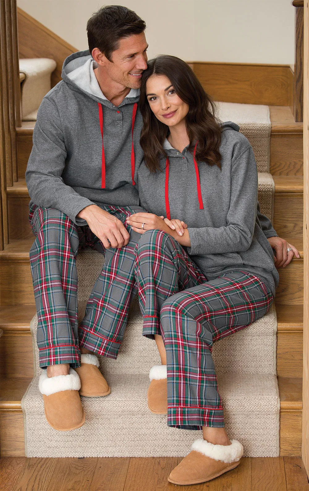 Gray Plaid Men's Hoodie & Pant Set - Family Set