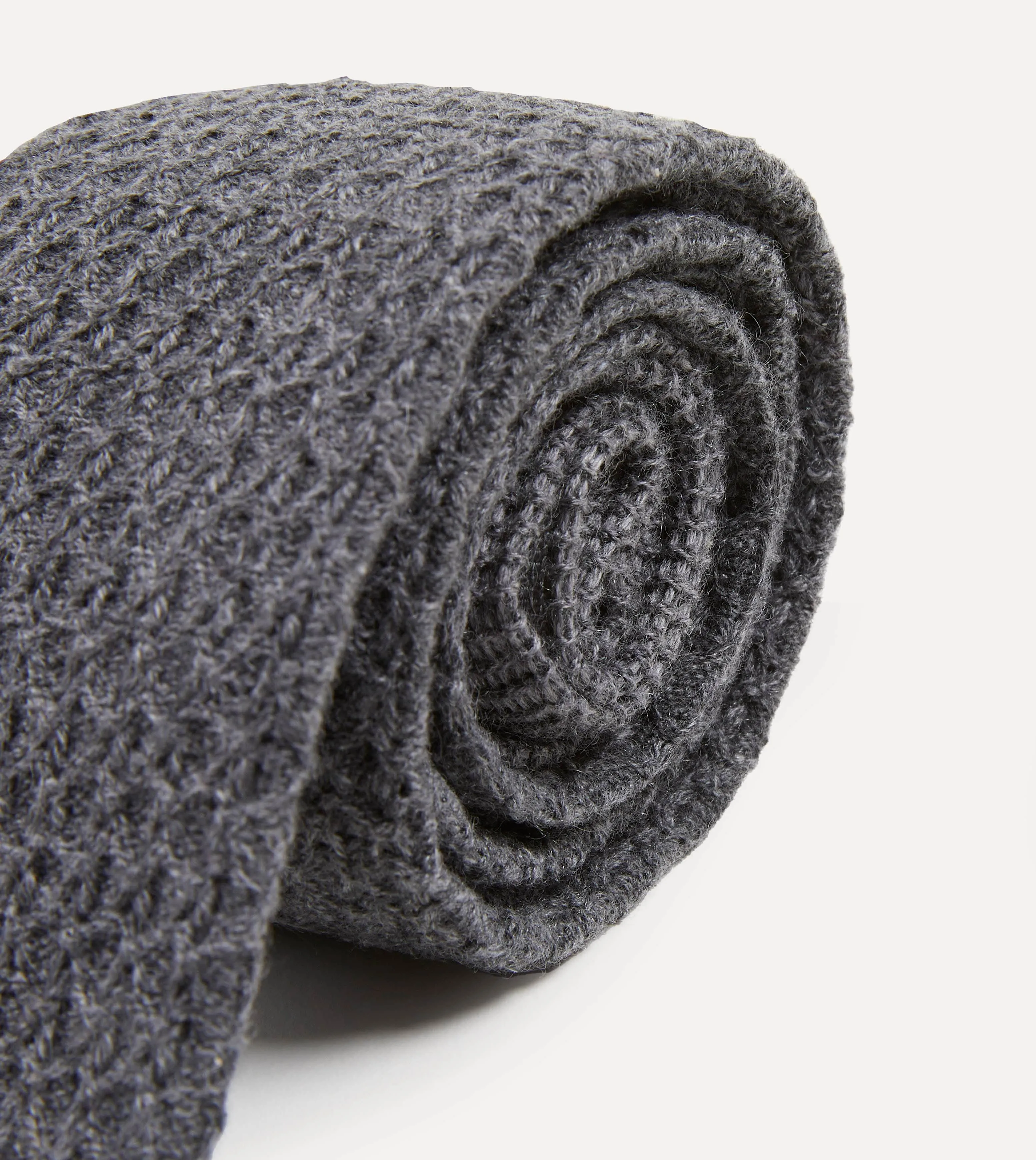 Grey Knitted Cashmere Wool Solid Colour Tie