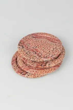 Gubarr (Red Ochre) Round Bamboo Coaster (4 Pack)