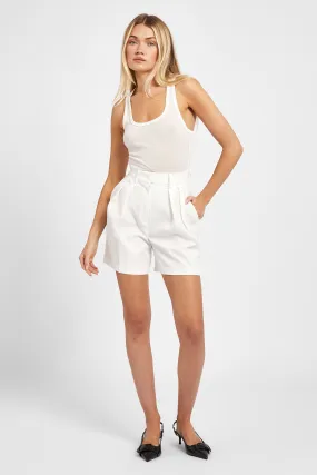 High Waisted Dad Shorts - White