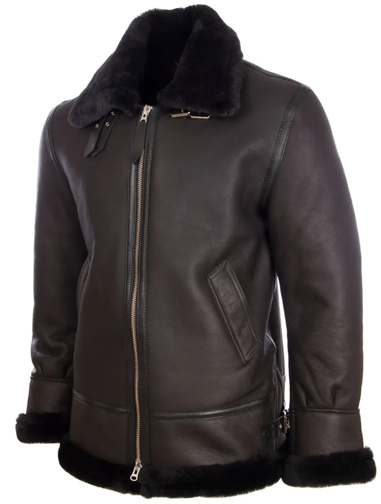 JEE2 Men's Shearling Jacket - Black/Black Fur