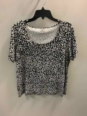 JONES NEW YORK PLUS SIZES Size 1X BLK/WHT LEOPARD TOP