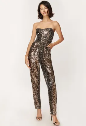 Leopard Sequins Jess Sweetheart Jumpsuit