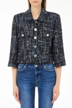 Liu Jo Sequin Embellished Plaid Coat