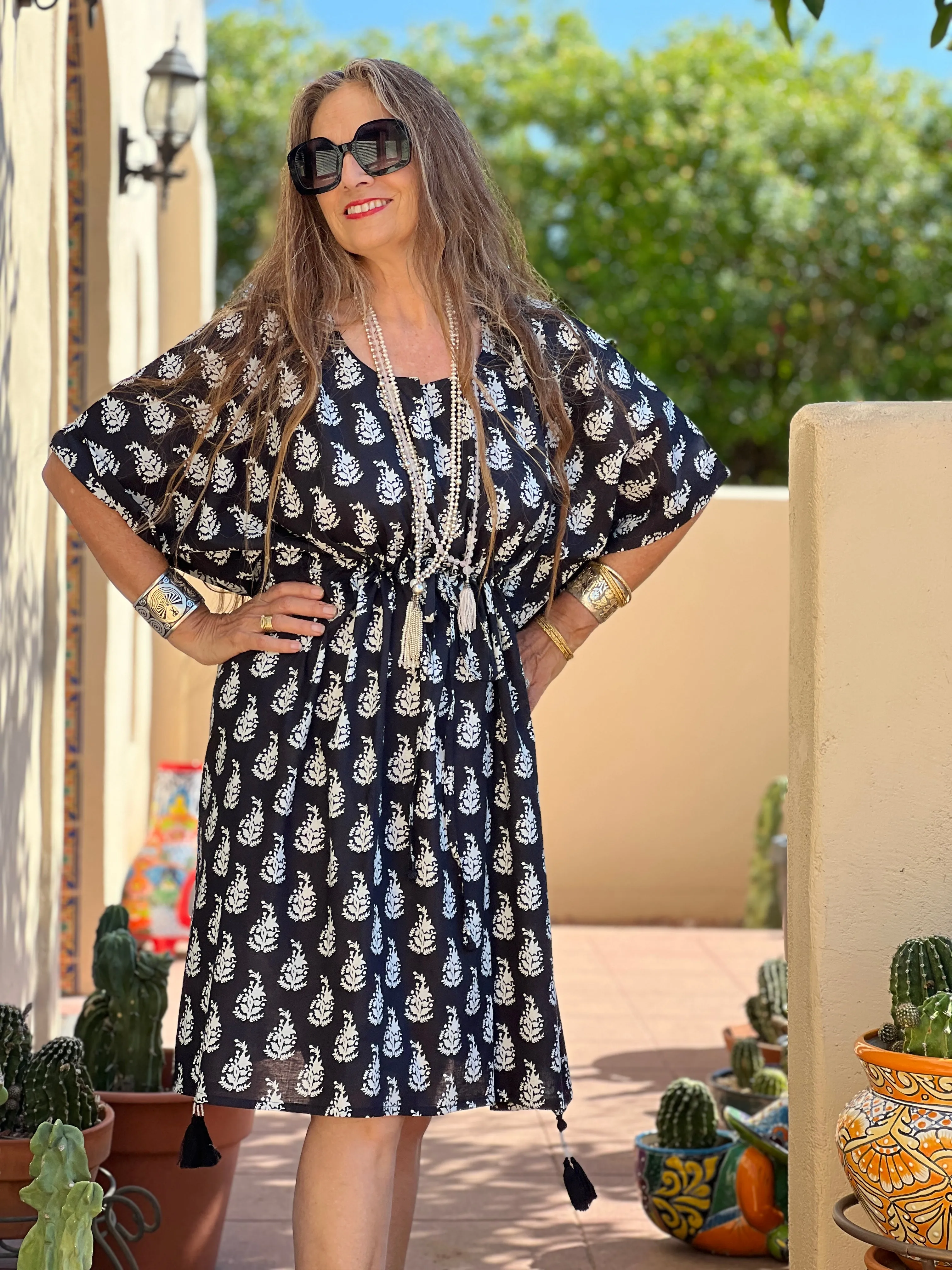 Luisa Obsidian Midi Kaftan Dress FINAL SALE