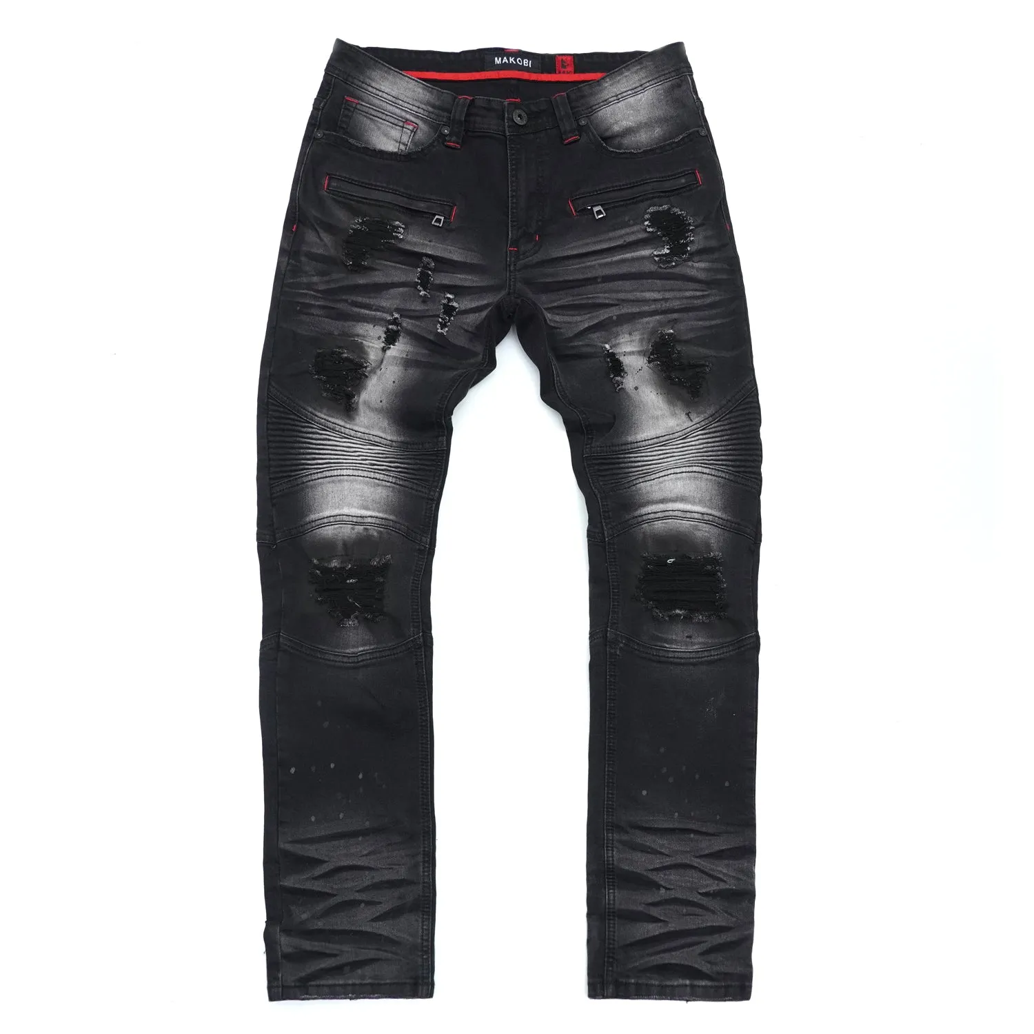 M1924 Makobi Daytona Biker Jeans - Black Wash