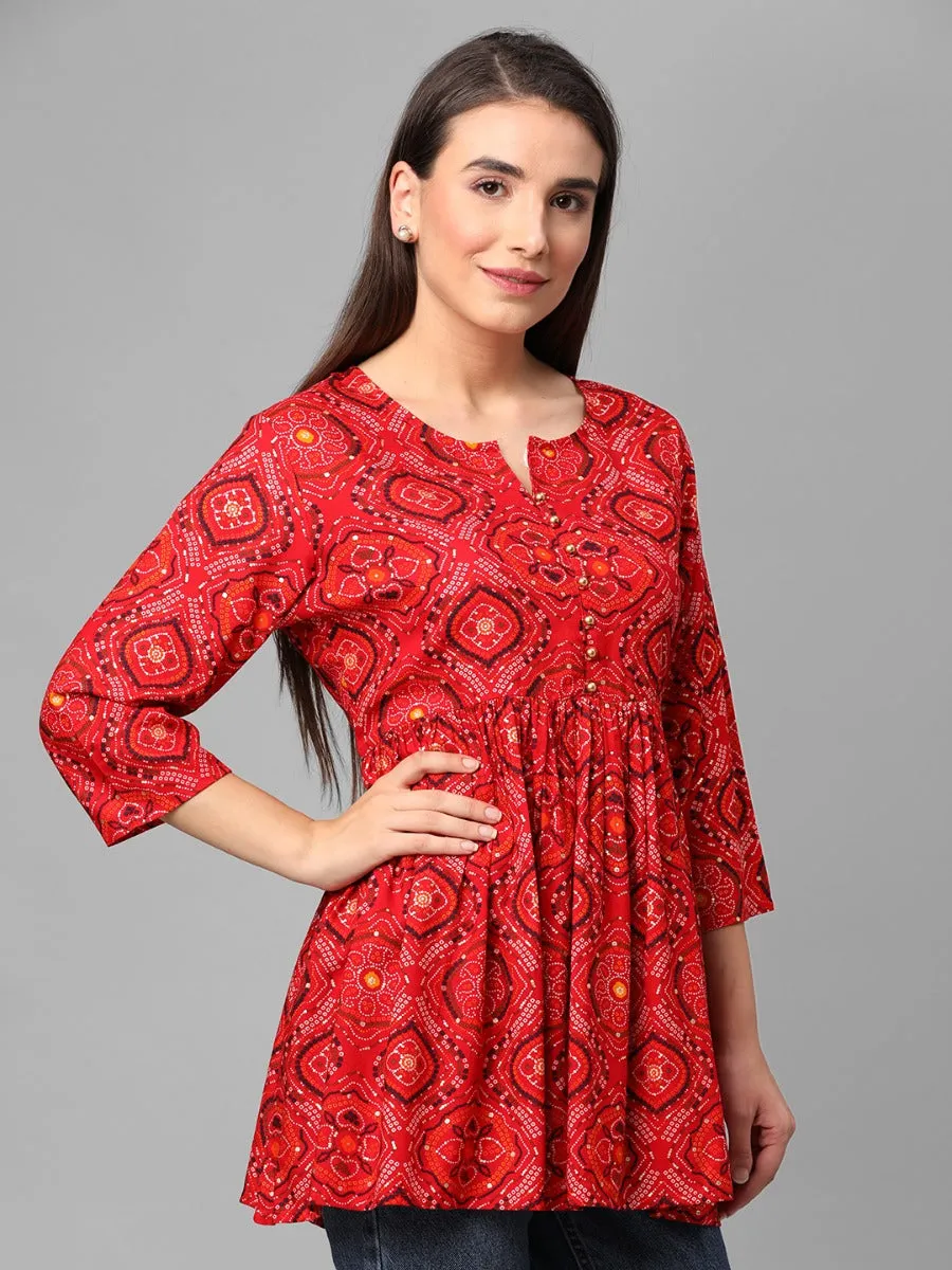 Maroon Ornamental Printed Tunic