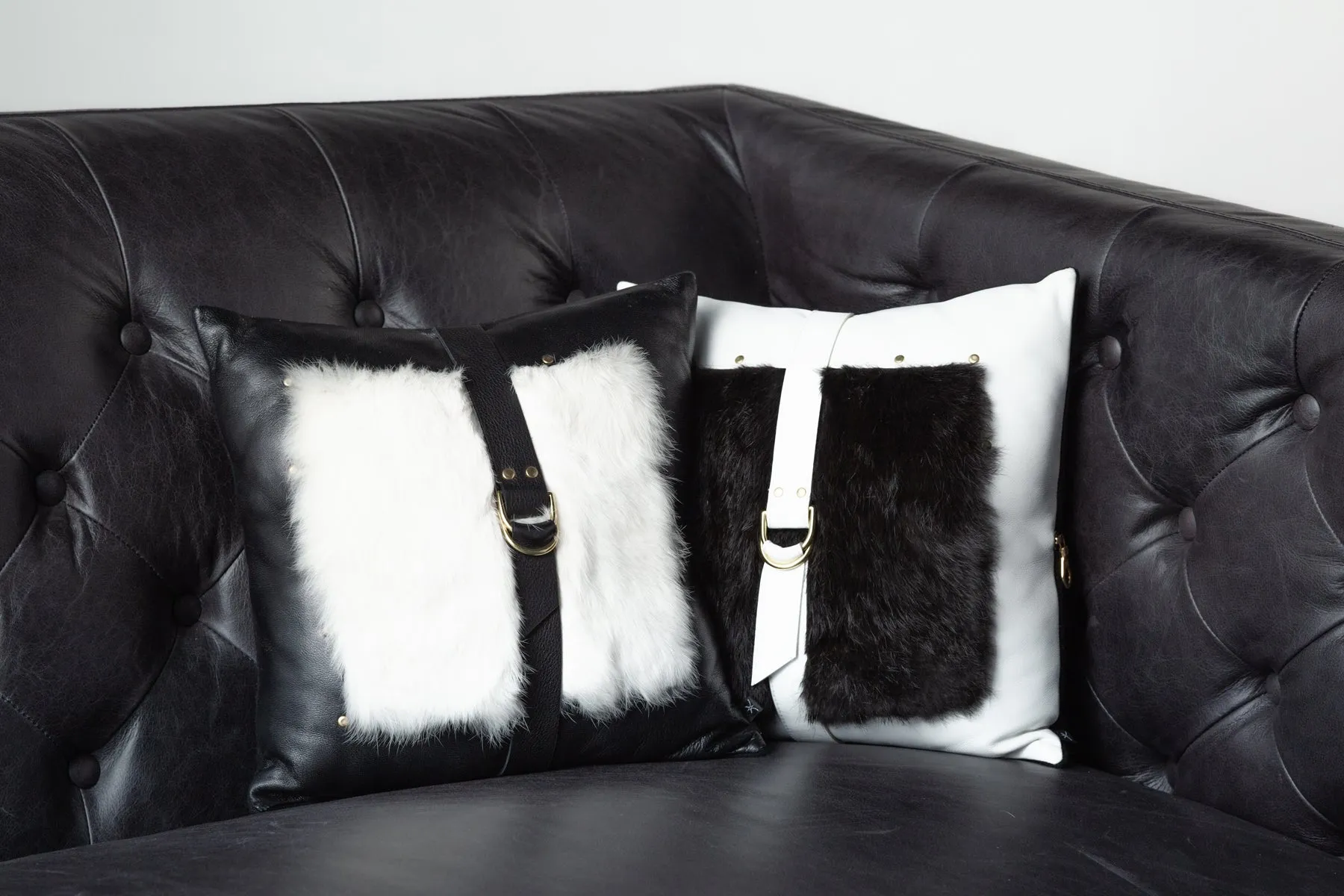 mini rabbit fur pillow set