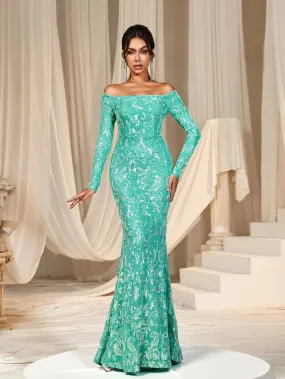 Off Shoulder Long Sleeve Mermaid Prom Dresses