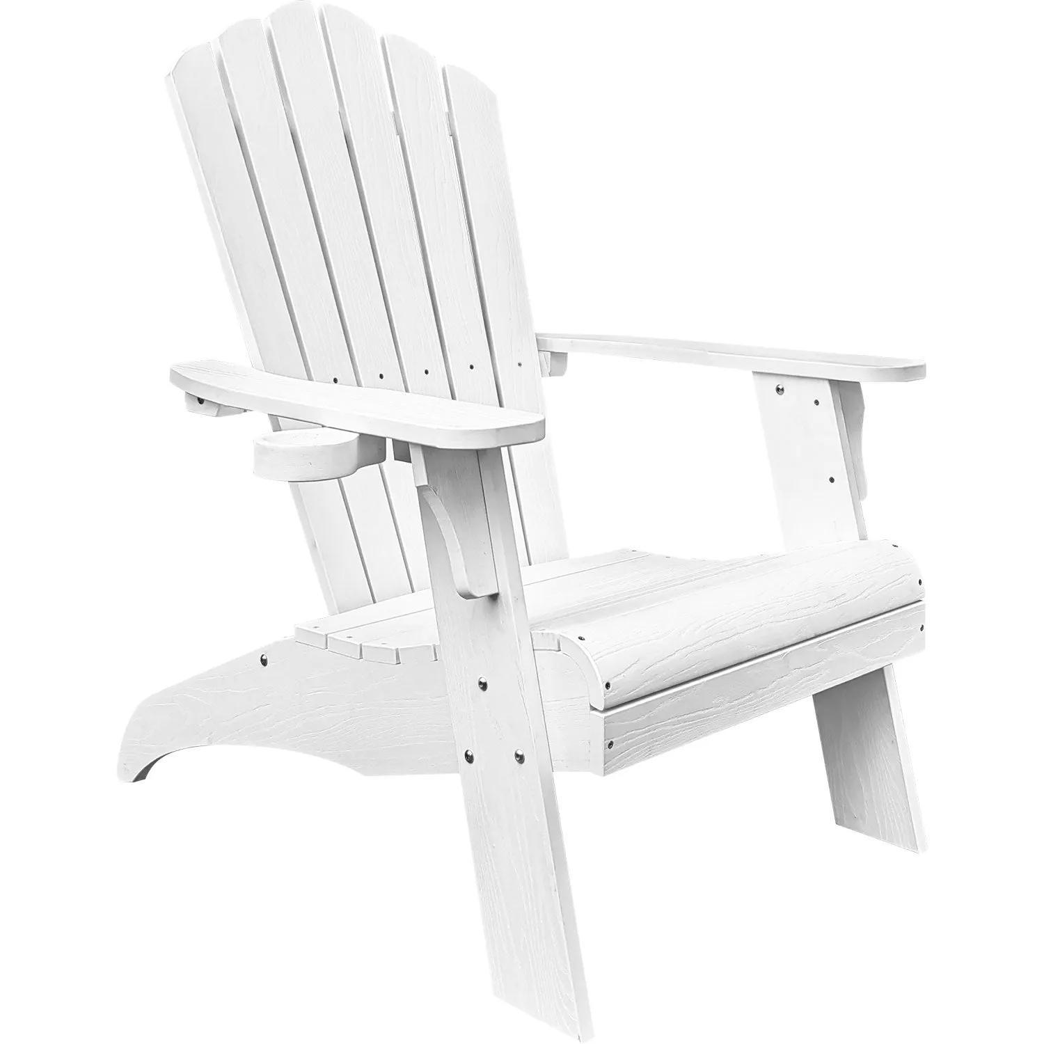 Oversized Adirondack Chair with Cup Holder Made from Weather-Resistant Poly Lumber