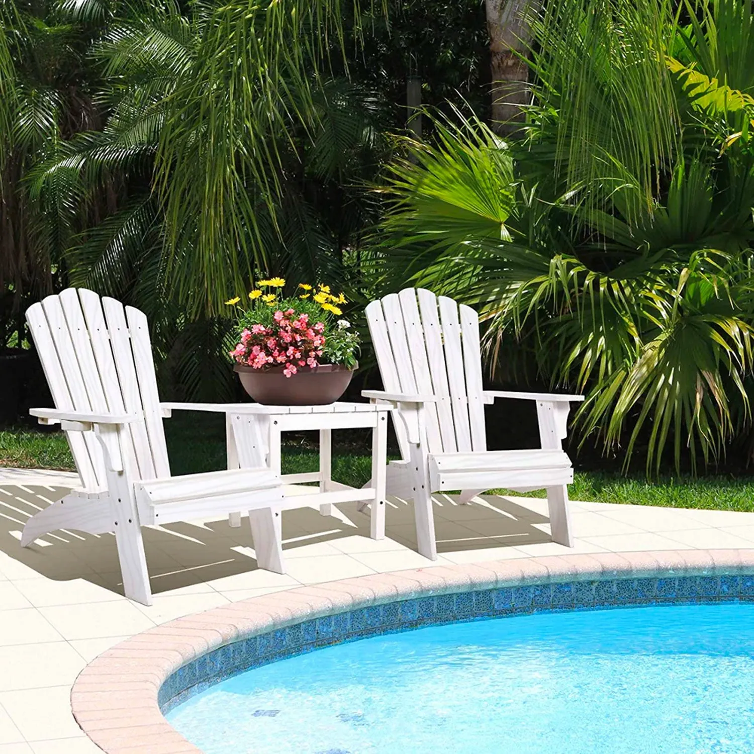 Oversized Adirondack Chair with Cup Holder Made from Weather-Resistant Poly Lumber