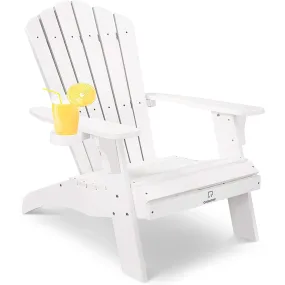 Oversized Adirondack Chair with Cup Holder Made with All-Weather Fade-Resistant Poly Lumber   350lb Rating