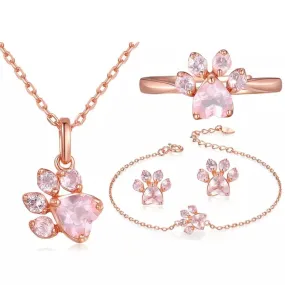 RoseGold Paw Jewellery Set