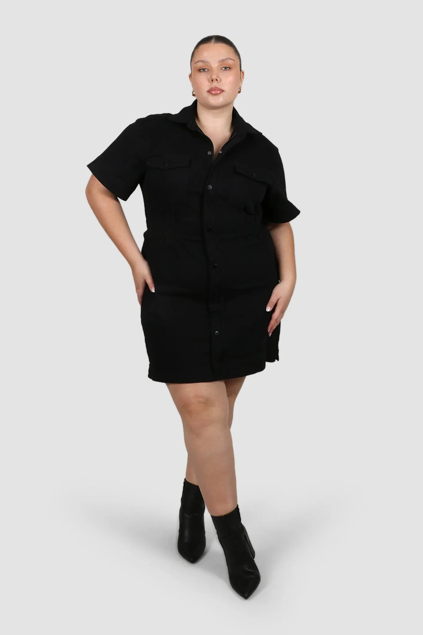 SAVEIRA DENIM DRESS BLACKOUT