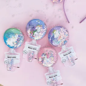 Shimmer Round Haircomb - Magical Unicorn