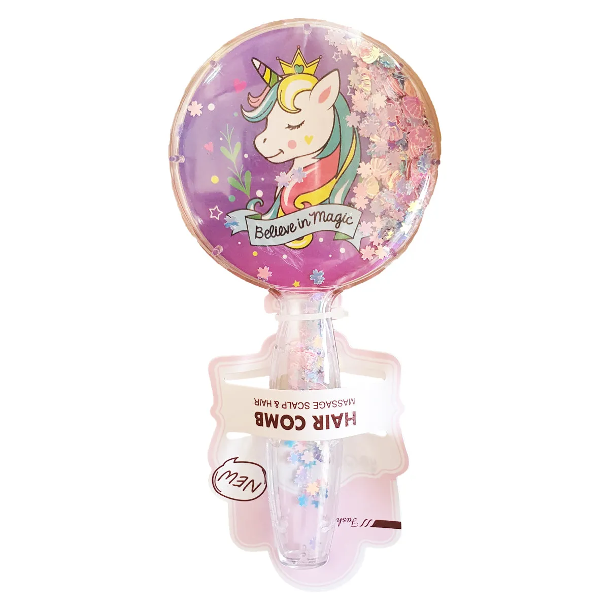 Shimmer Round Haircomb - Magical Unicorn