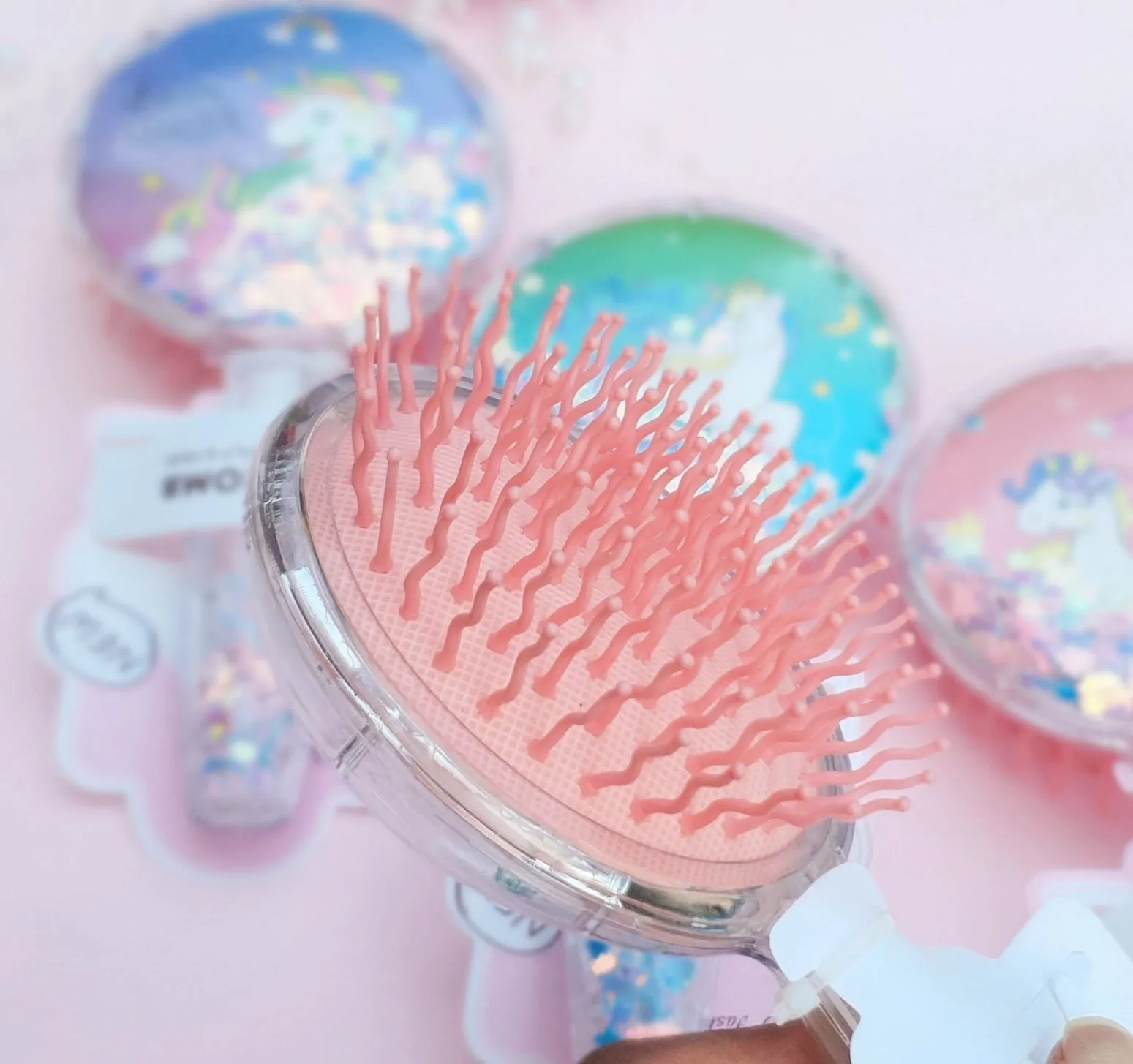 Shimmer Round Haircomb - Magical Unicorn